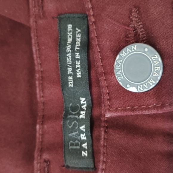 Men's Zara Man Maroon Skinny Slim Jean Pants Size 30 EUC #1425 - Picture 6 of 7